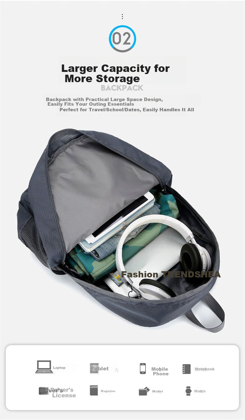 Huili Backpack for Men And Women, Foldable Sports Outdoor Travel Bag with Large Capacity, Ultra-Lightweight Convenient Hiking And Storage Bag 4