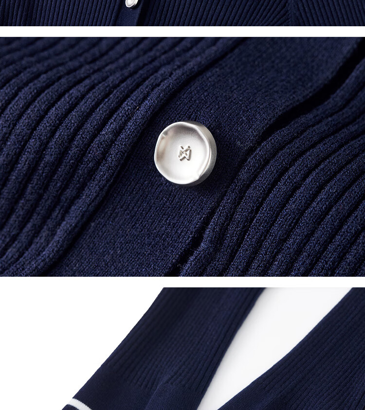 Sentubila Wool-Blend College Style Knit Sweater Women Autumn Colorblock Striped Polo Collar Hollow Out Split Slim Top 12