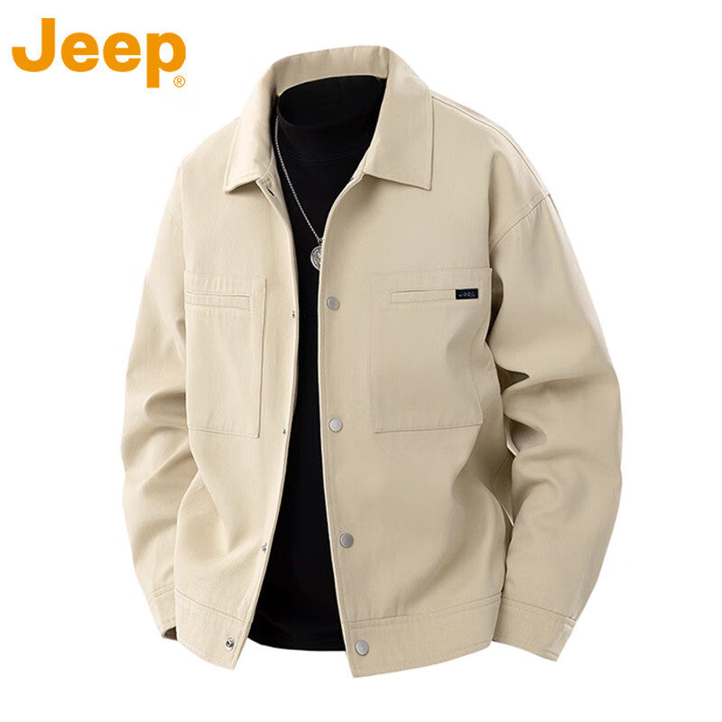 JEEP Men's American Style Turn-Down Collar Jacket 2025 Autumn Winter New Fashion Loose Washed Yarn Workwear Casual Coat