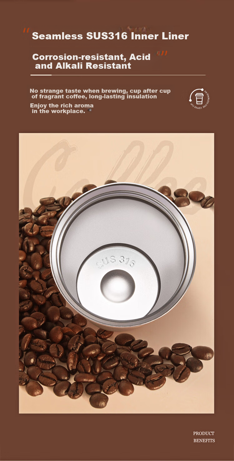 FUGURNG BESTJOY Coffee Mug, Fully Automatic Stirring Cup, 316 Stainless Steel Insulated Cup, Magnetic Electric Coffee Maker for Milk Powder, 400ml 9