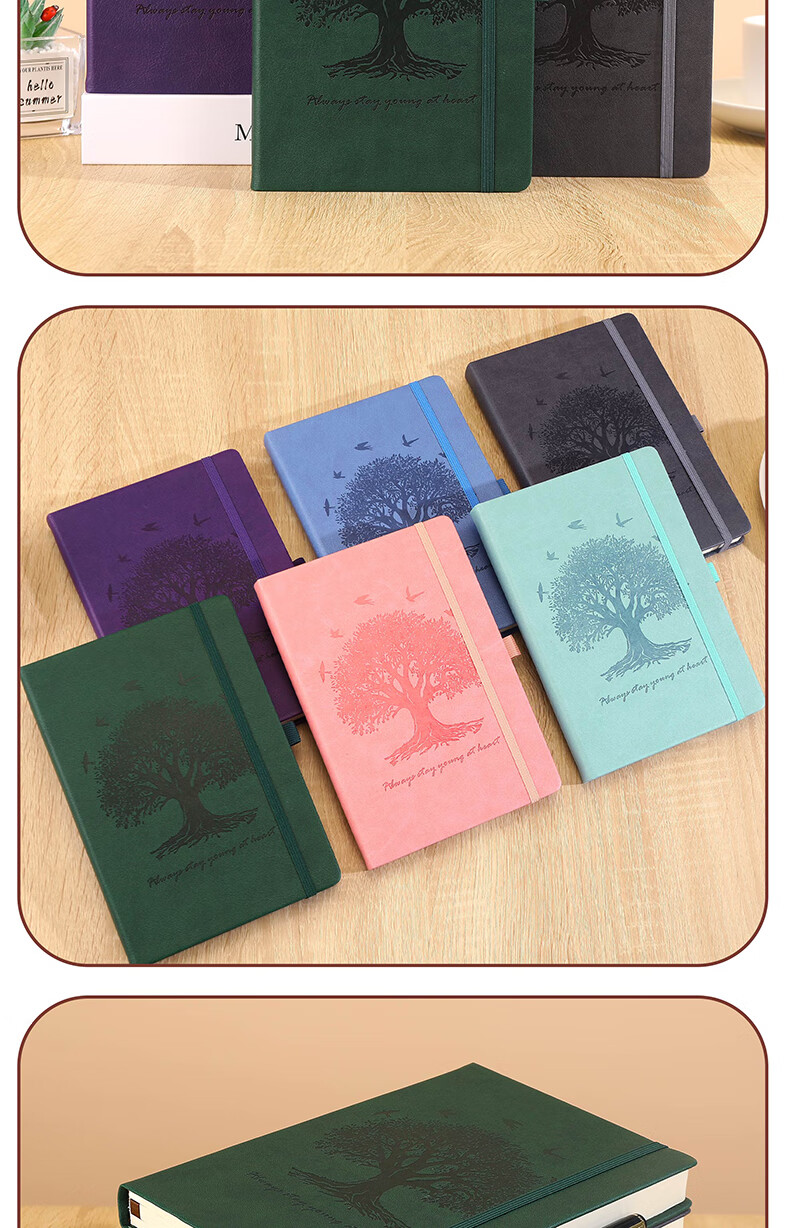 A5 Thickened 360-Page Faux Leather Strap Notebook Candy Color Business Student Simple Office Meeting Study Lined Journal Customizable 11
