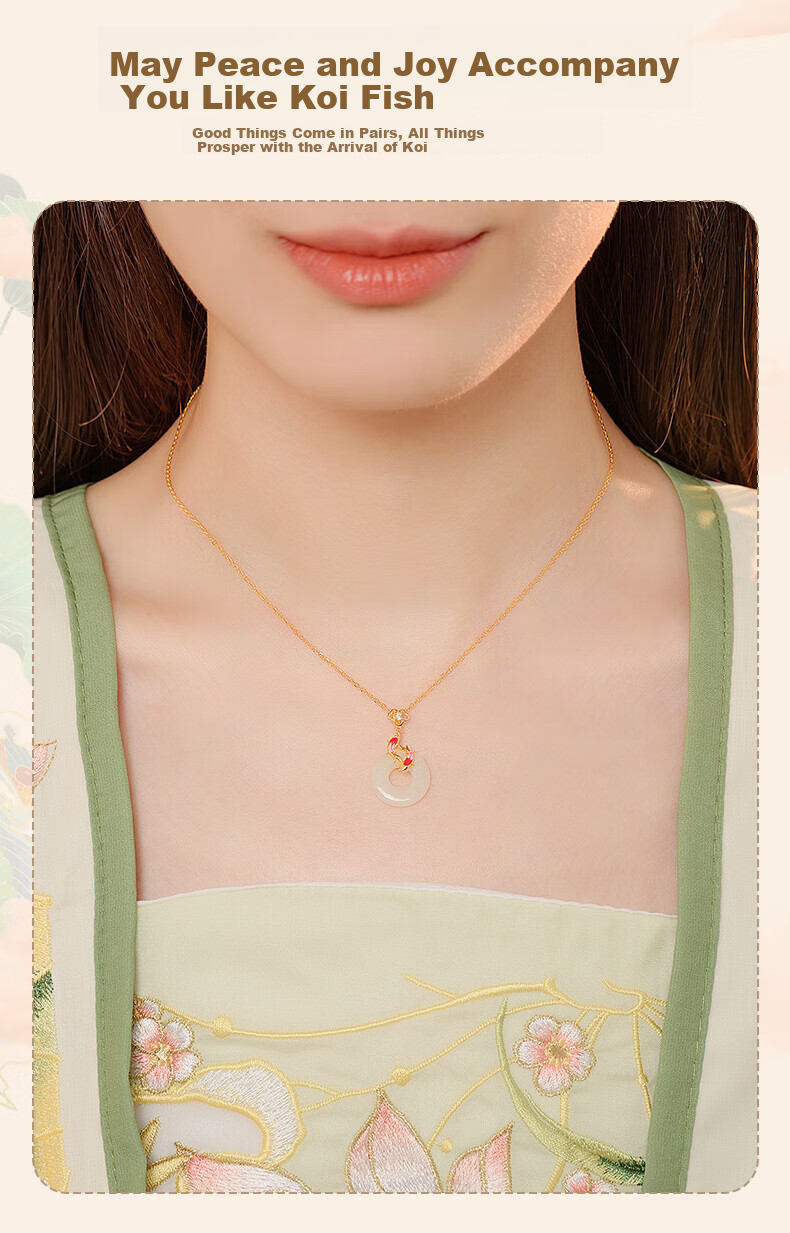 ALLOVE Pure Silver Necklace for Women, 2026 New Style Hetian Jade Peace Buckle Pendant, Collarbone Chain, Birthday Gift for Girlfriend Or Wife 7