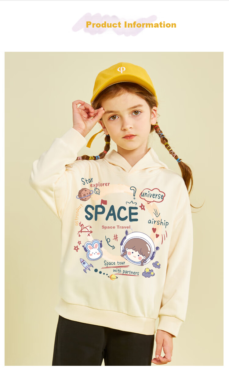 Jeanswest Girls' Sweatshirt, Spring And Autumn Style 2025, Sweet-Style Top for Girls, Children's Hooded Clothing, Casual Autumn Wear for Older Kids 6