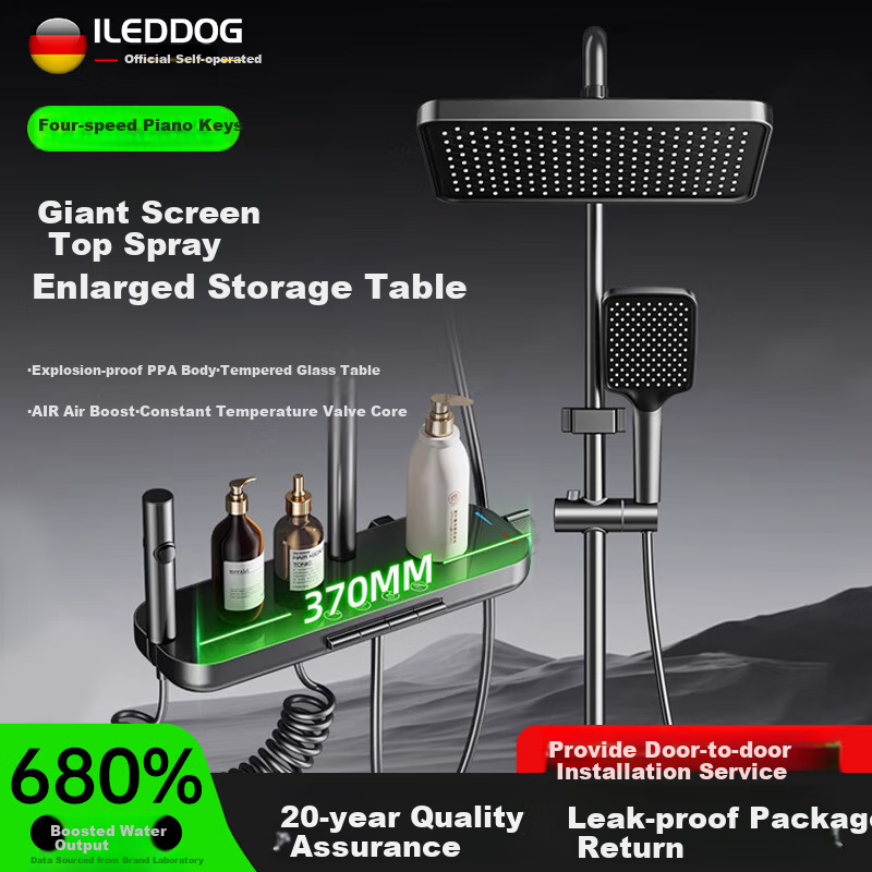ILeddog [Germany] Shower Head Set, Home Full Piano Key Design, Bathroom High-Pressure Shower Head 8006