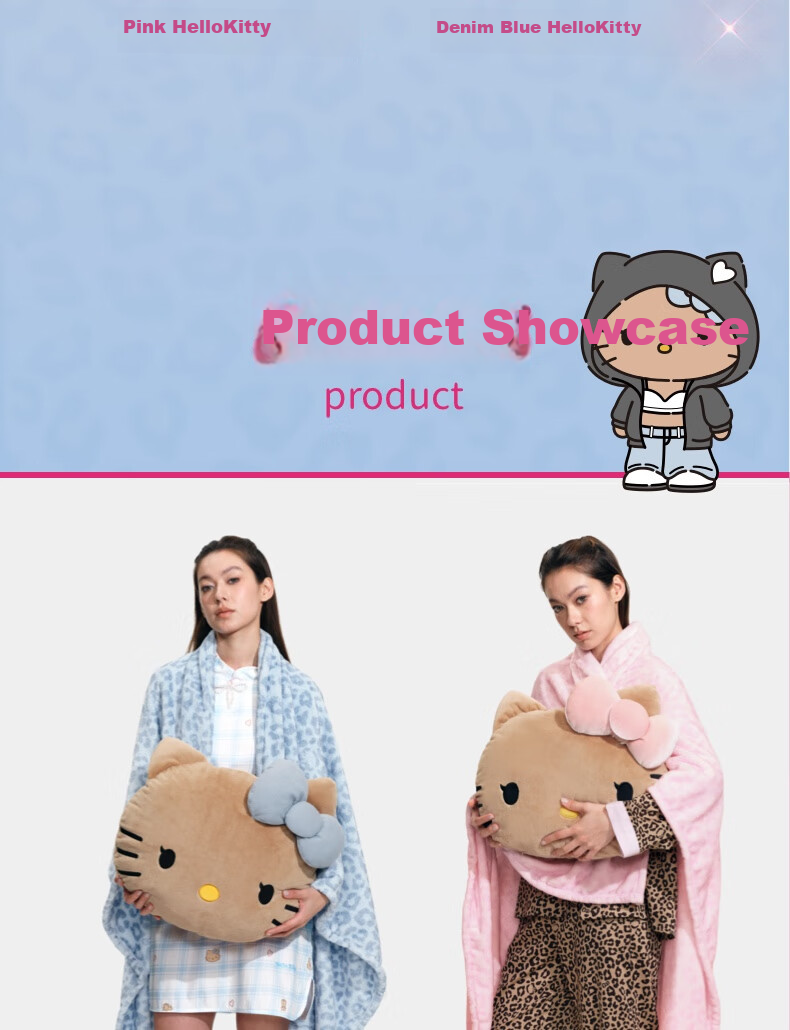 Tbh Sanrio Hello Kitty Two-In Flannel Blanket/pillow Throw Cushion Nap Blanket Air Conditioning Quilt 4