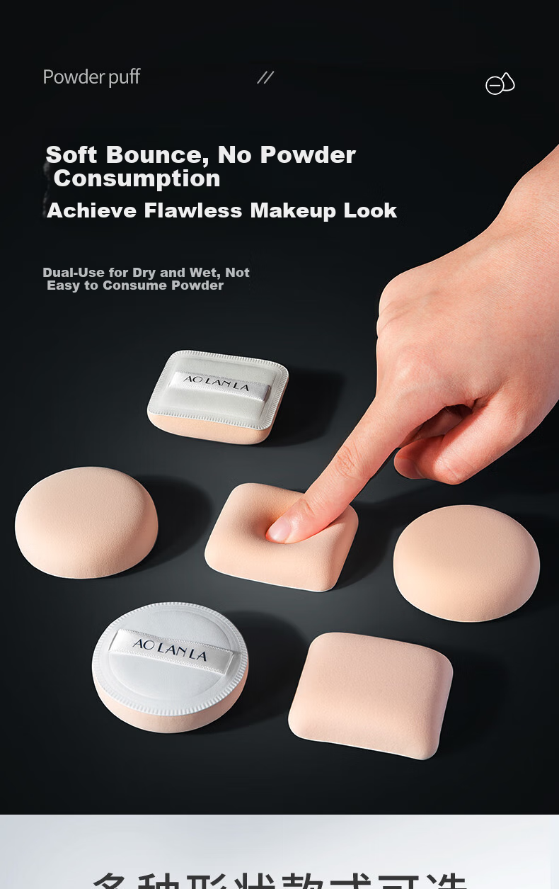 AOLANLA Air Cushion Powder Puff Set with 6 Puffs And Cleansing Solution, Dual-Use for Dry And Wet Foundation Application, Makeup Sponge Puff, Resistant to Powder Buildup 1