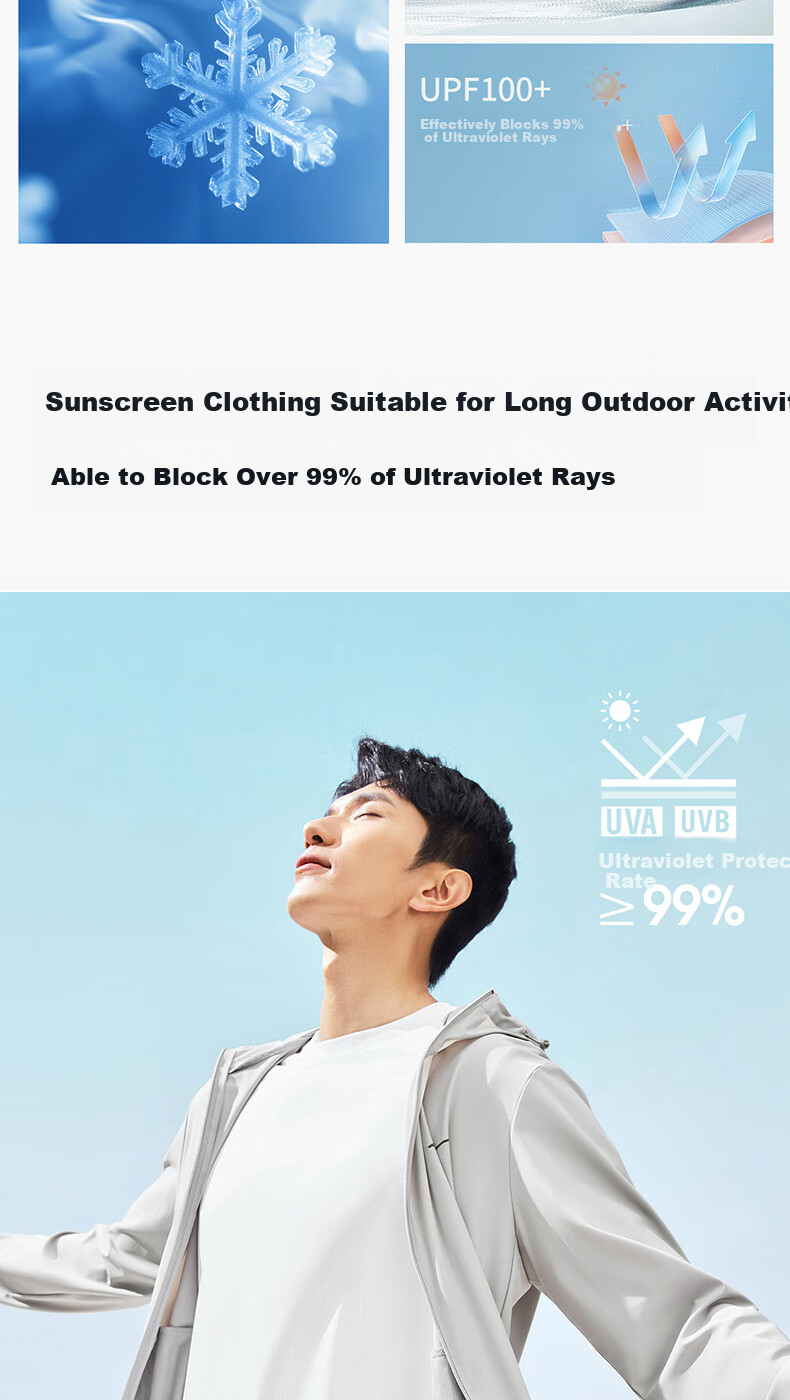 ERKE Sun Protection Jacket for Men, Summer Hooded Lightweight Ice-Cool Coat, UPF100+, Sports Running Windbreaker 4