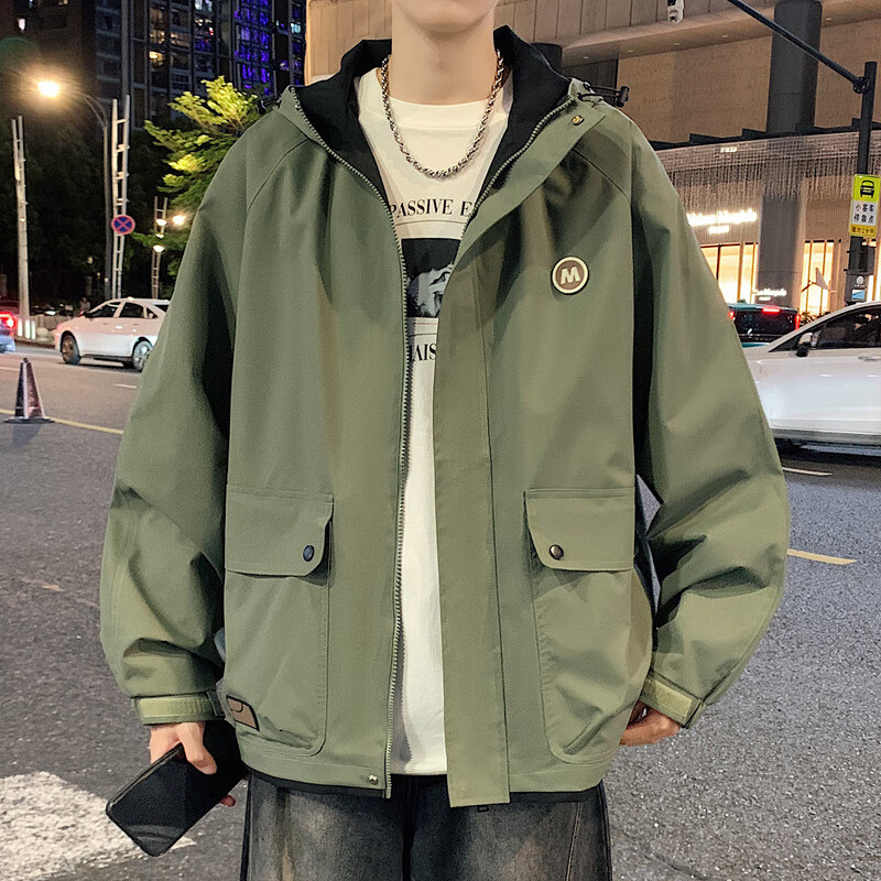 SWAMP AREA Men's Spring Autumn Windproof Waterproof Workwear Jacket Trendy Versatile SWC686 Military Green M