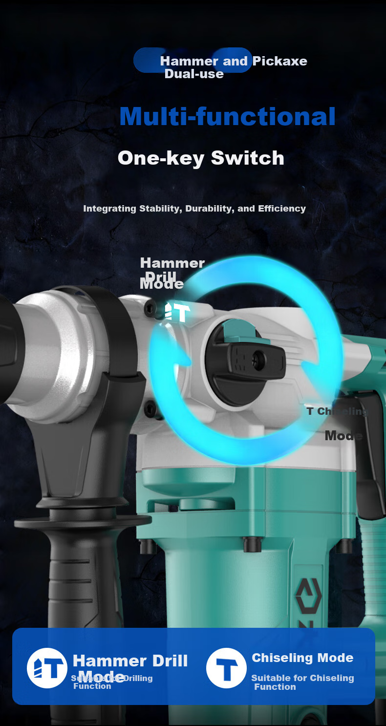 Dayi Electric Hammer, Impact Drill, Concrete Chisel, And Electric Drill Three-In 1050W Power Tool, 6631 Electric Hammer 4