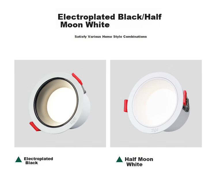 NVC LED Downlight for Living Room, Bedroom, Hallway, Recessed Ceiling Light, High CRI 7W Tri-Color [Miyu] Cut-Out 75mm 10