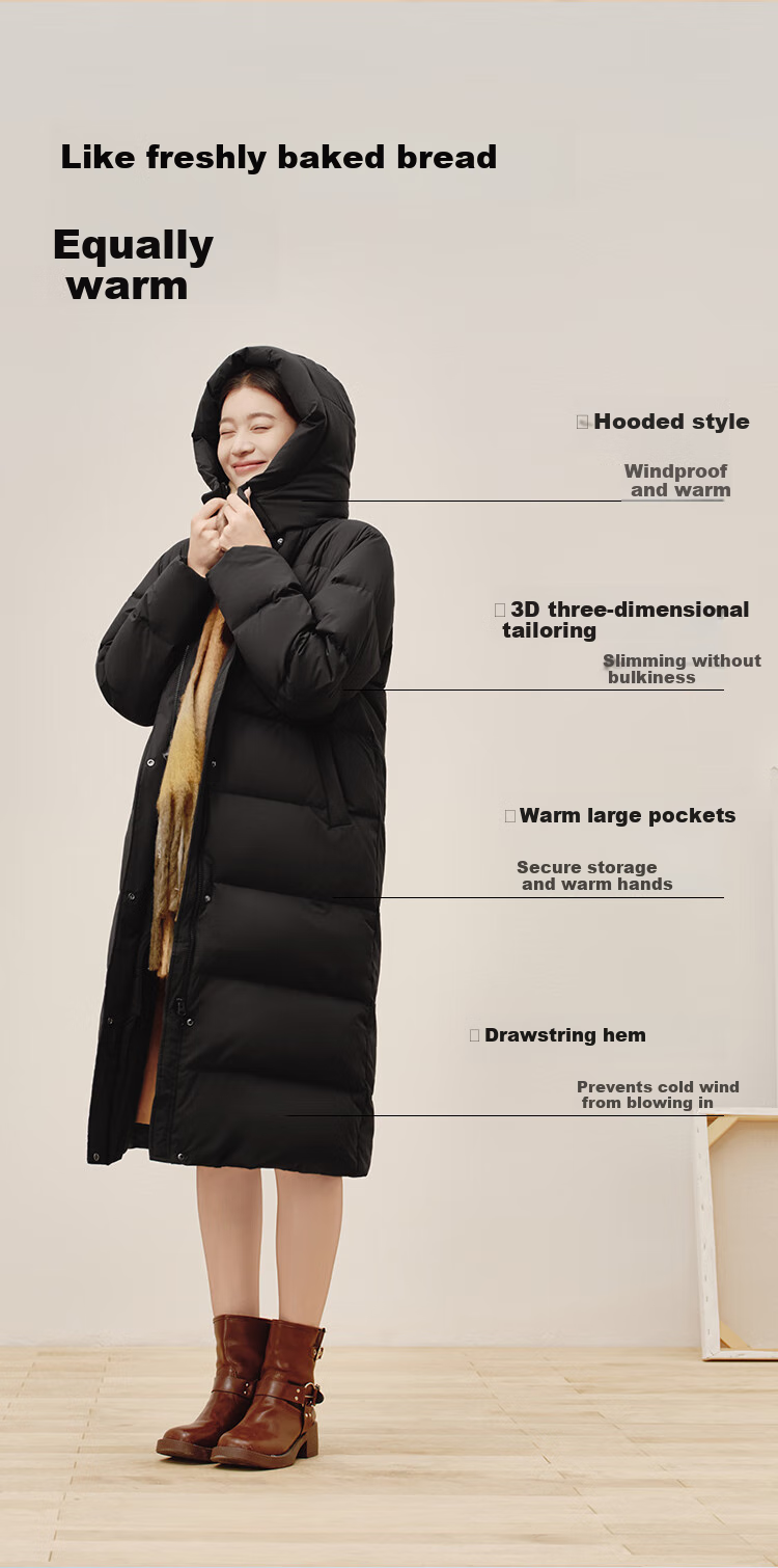 JD Original down Jacket for Women, 90% Duck Down, Puff Mid-Length Style, Fashionable Versatile, Winter New Thick Coat, Pure Gray, Size L 6
