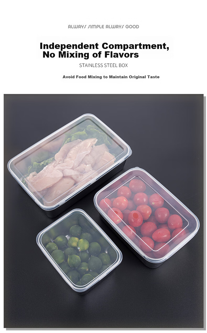 Jinyaoshi Stainless Steel Food Storage Containers, Meal Prep Boxes, Portion Containers, Refrigerator Storage Boxes, 3-Piece Set, Small Size with Lids, GK-PC650 4