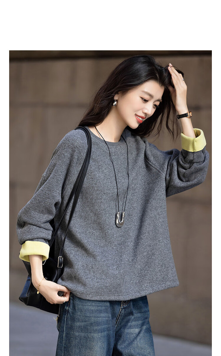 Demana Cloud-Like Wrap Warm Fleece Colorblock Loose Oversized Winter Sweatshirt for Women 1