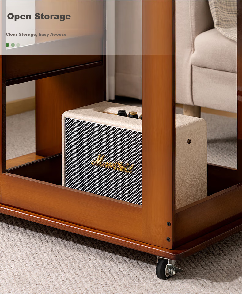 Laozhujiang Movable Side Table, Living Room Coffee Table, Sofa End Table, Multifunctional Antique Folding Tea Table, Storage Rack, Corner Cabinet 5