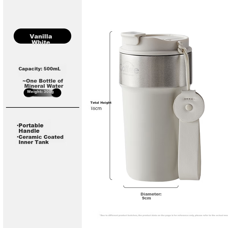 CaROTE Insulated Mug with Ceramic Inner, Coffee Cup, Cold-Keeping Straw, Portable Handle Water Bottle, Gift for Men, Women, Children And Students on Special Occasions