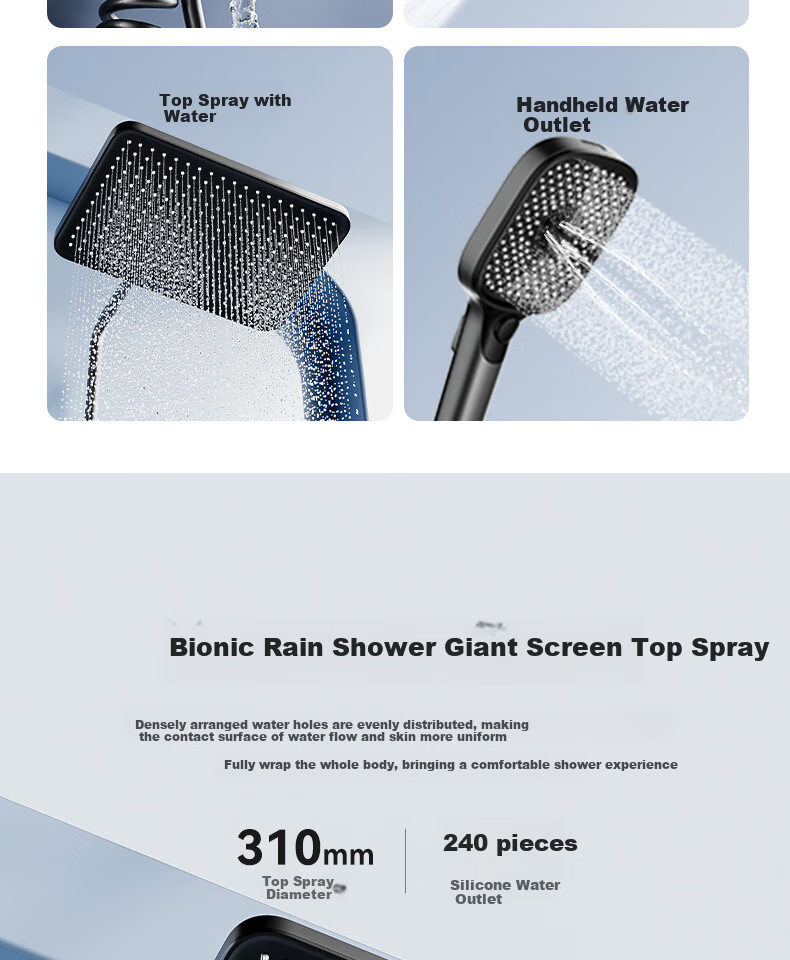 SSWW Bathroom Shower Head, Smart Piano Shower Head, Complete Set, Integrated Full Copper Pressure-Increasing Shower Device, TS9 13