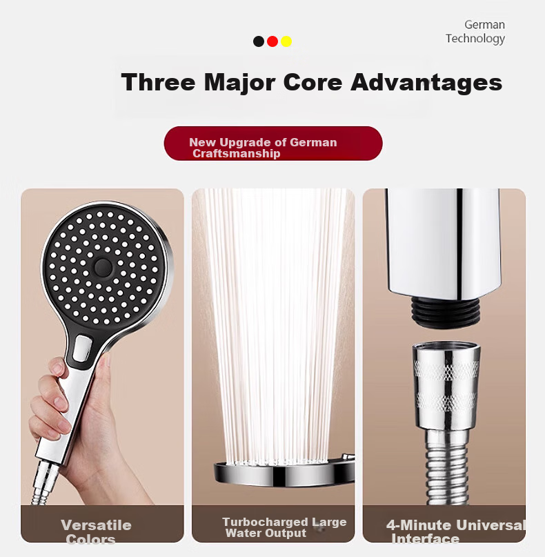 JROR [Germany] High-Pressure Shower Head Set, Three-Piece, Ultra-Strong High-Pressure Large Water Output Bathroom Shower Head DS-248 5