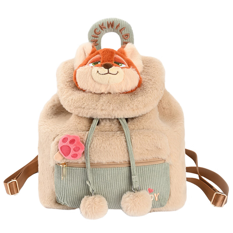 Disney Zootopia Nick Winter Cute Plush Backpack Practical School Bag Birthday Gift for Girls