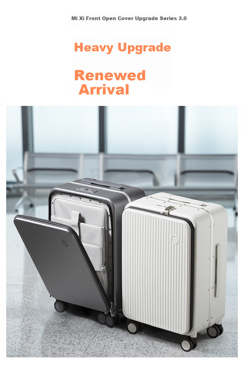 Mixi Front-Opening Aluminum Frame Suitcase, Trolley Case with Password Lock, Large Capacity Luggage for Travel, Carry-On Suitcase for Me 4