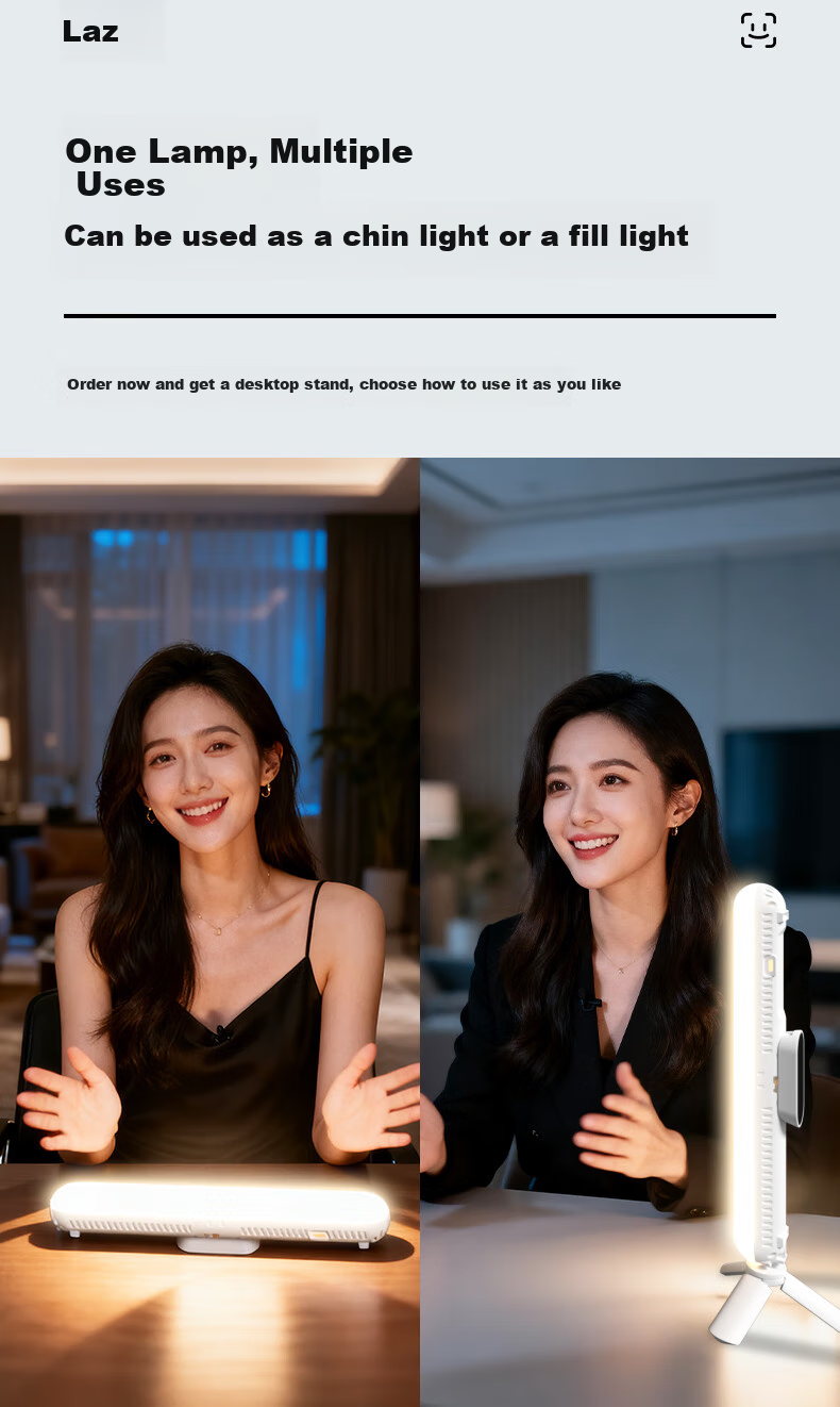LATZZ Chin Light, Live Streaming Beauty Light, Neck And Face Illumination Lamp, Neck Whitening Light, Skin Brightening Lamp, Eye Protection Light, Nasolabial Fold Long Strip Light 8