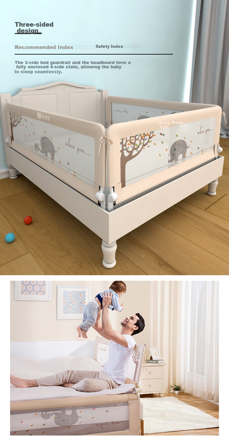 Bangbangzhu Bed Guard Rail, Baby Fall Prevention Protective Barrier, Bedside Anti-Fall Guardrail, Baby Crib Safety Rail, 1.8 Meters Single-Sided 8