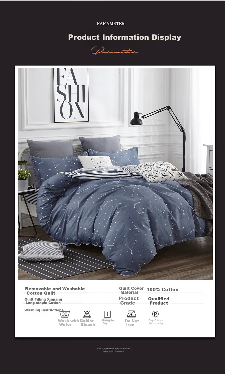 Yunjin Cotton Quilt with Duvet Cover, Pure Xinjiang Cotton Comforter for Single Person, Autumn And Winter Bedding, 6 Jin (3 Kg), 150x200cm, Star Patter 16