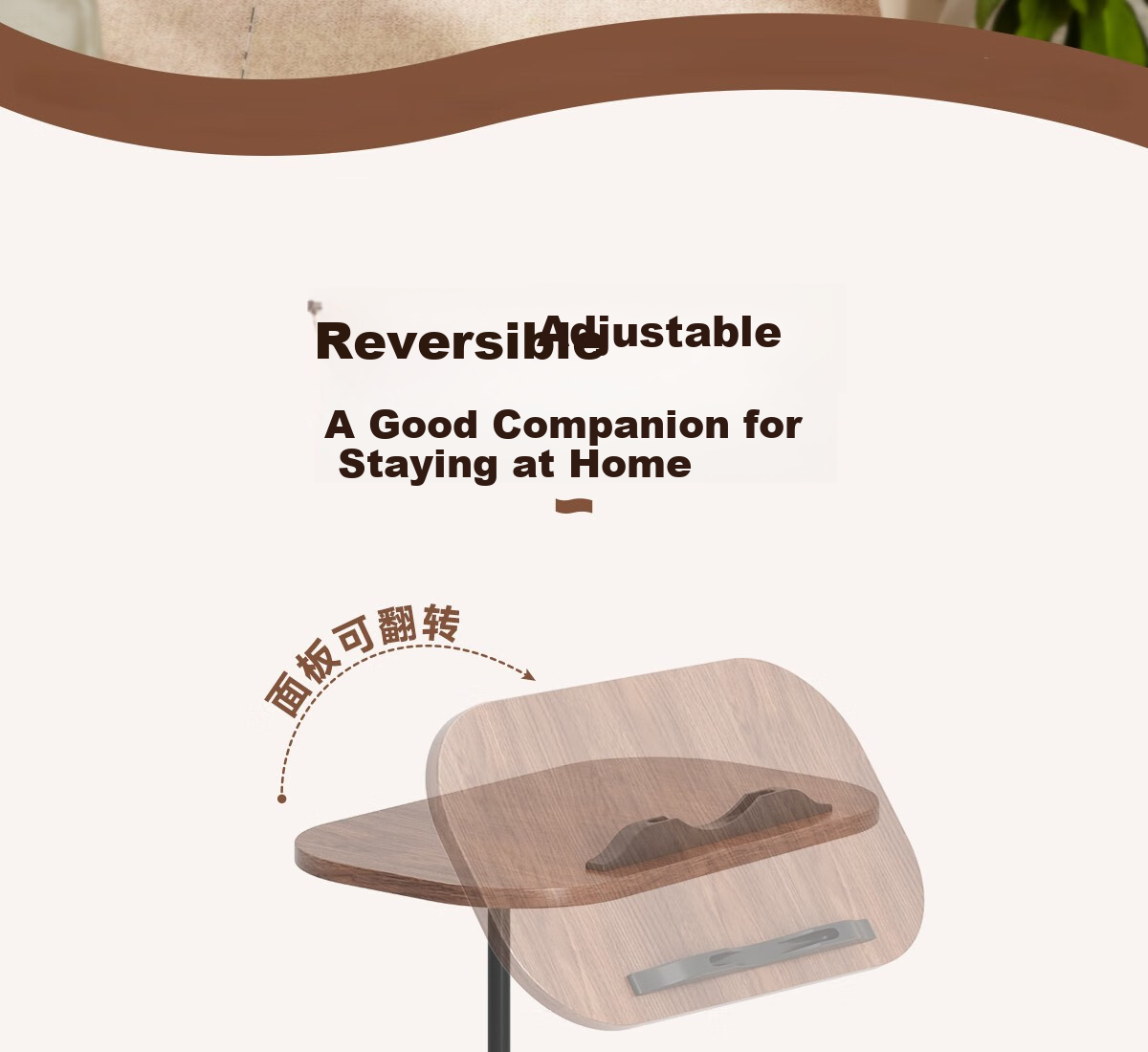 XIAOJIANGCAI Movable Flip-Lift Computer Desk, Bedroom Study Bedside Table, Living Room Sofa Side Table, Small White Desk 2