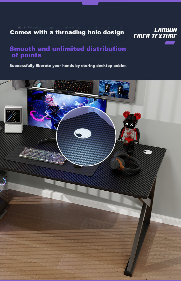 Yameile Computer Desk, Thickened And Reinforced Desktop, Study Table, Office Home Simple Gaming Desk, Black, 100*50 8