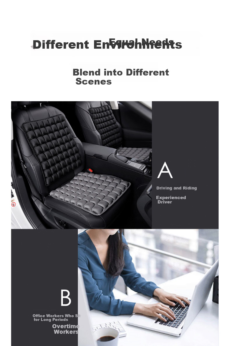 Dijialun 5D Pressure-Relieving Car Seat Cushion, Front Single-Seat Square Pad, Non-Airbag Inflatable Office Seat Cushion, Buttocks-Shaping Wheelchair 3D Comfortable Breathable Long-Sitting Car Seat Four Seasons Pad, 45*45 Black 7