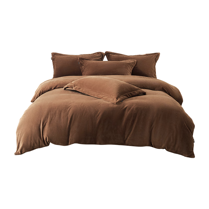 HLA A-Class 7A Antibacterial Milk Velvet 4-Piece Bedding Set Winter Thickened Coral Fleece Double-Sided Plush Double Bed Sheet and Duvet Cover Set