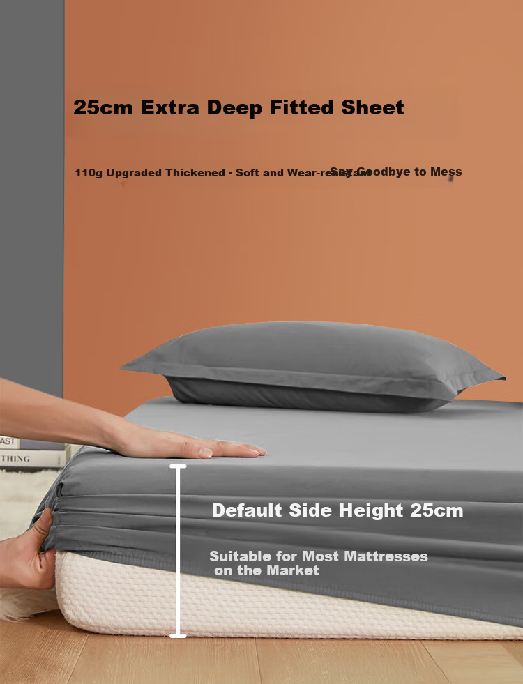 YALU & FREEDOM Thickened Brushed Fitted Sheet, Bed Cover, Mattress Protector, Full Coverage Mattress Cover, 1.5x2 Meters, Light Gray 2