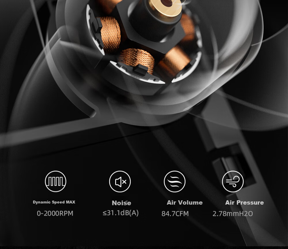 Kulin (IDCOOLING) 12CM Case Fan, Three-Phase Motor, Dynamic Balance Tuning, Magnetic Stability, Suitable for Water And Air Cooling Radiator Modification DF-125 6