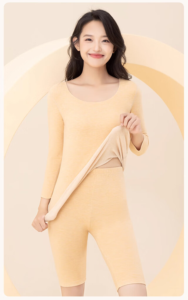 XUEXIMAN Women's Thermal Underwear Autumn Winter Wool Silk German Velvet Short Sleeve Seamless Base Layer Top 2