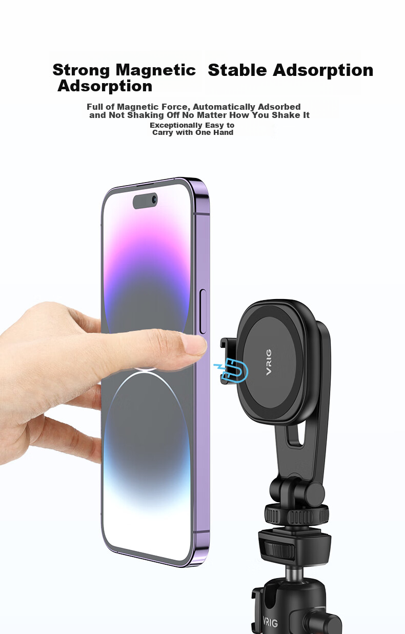VRIGweilege MG-03 Magnetic Hot Shoe Phone Clamp, Camera External Display Stand, IPhone 17 Phone Holder, Screen Mirroring Bracket, Cold Shoe, Multifunctional Horizontal And Vertical Shooting Monitor, Hot Shoe Live Streaming 2
