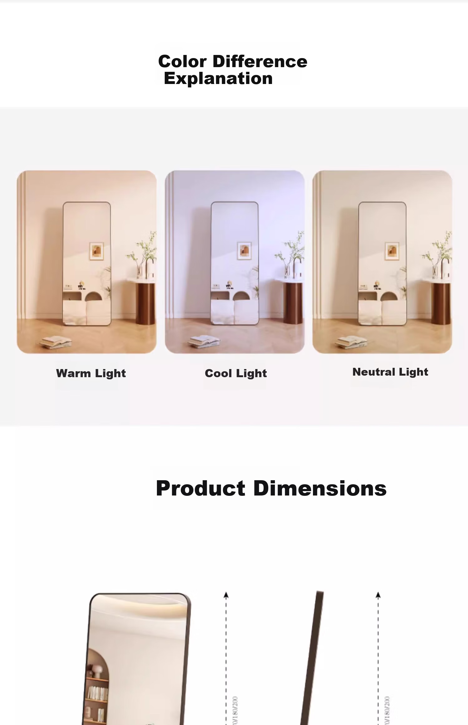 Huayinxuan Full-Length Mirror, Floor-Standing Mirror, Wall-Mounted Dressing Mirror, Bedroom Makeup Mirror, Bathroom 3D High-Definition Mirror 26
