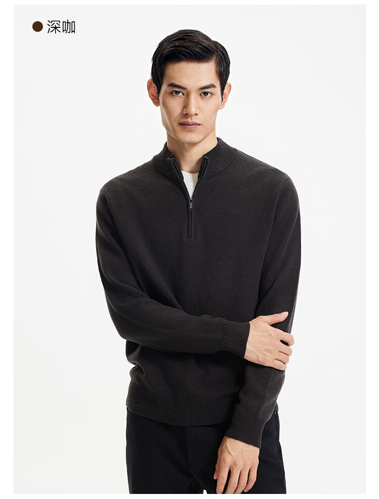 Goldlion Men's Simple Half-Zip Casual Knit Sweater with Cashmere/Wool, Fall/Winter 2025 13