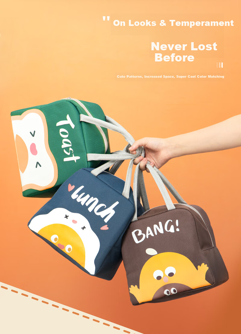 Banzheni Insulated Lunch Box Bag, Large Capacity Portable Bento Box, Office Worker Handheld Aluminum Foil Durable Canvas Large Size for Elementary School Students 13