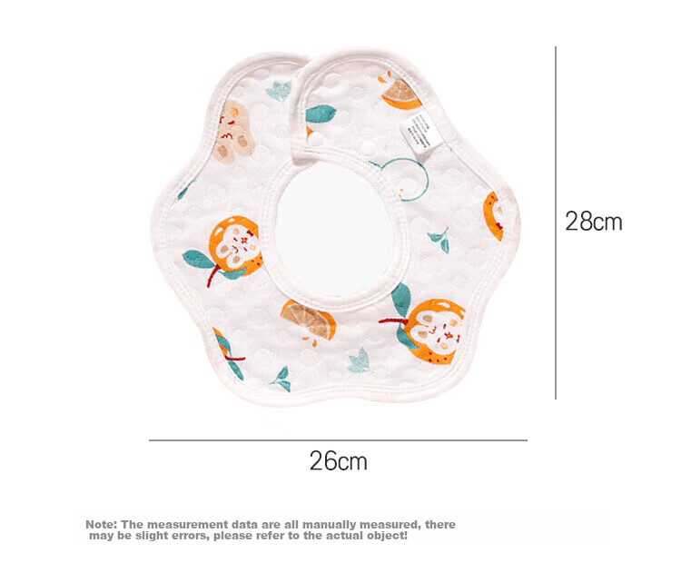 Aibaoshi Baby Drool Bib, Pure Cotton Gauze, 6-Layer Newborn Bib, 360° Petal-Shaped Drool Pad, 3-Pack S810 4