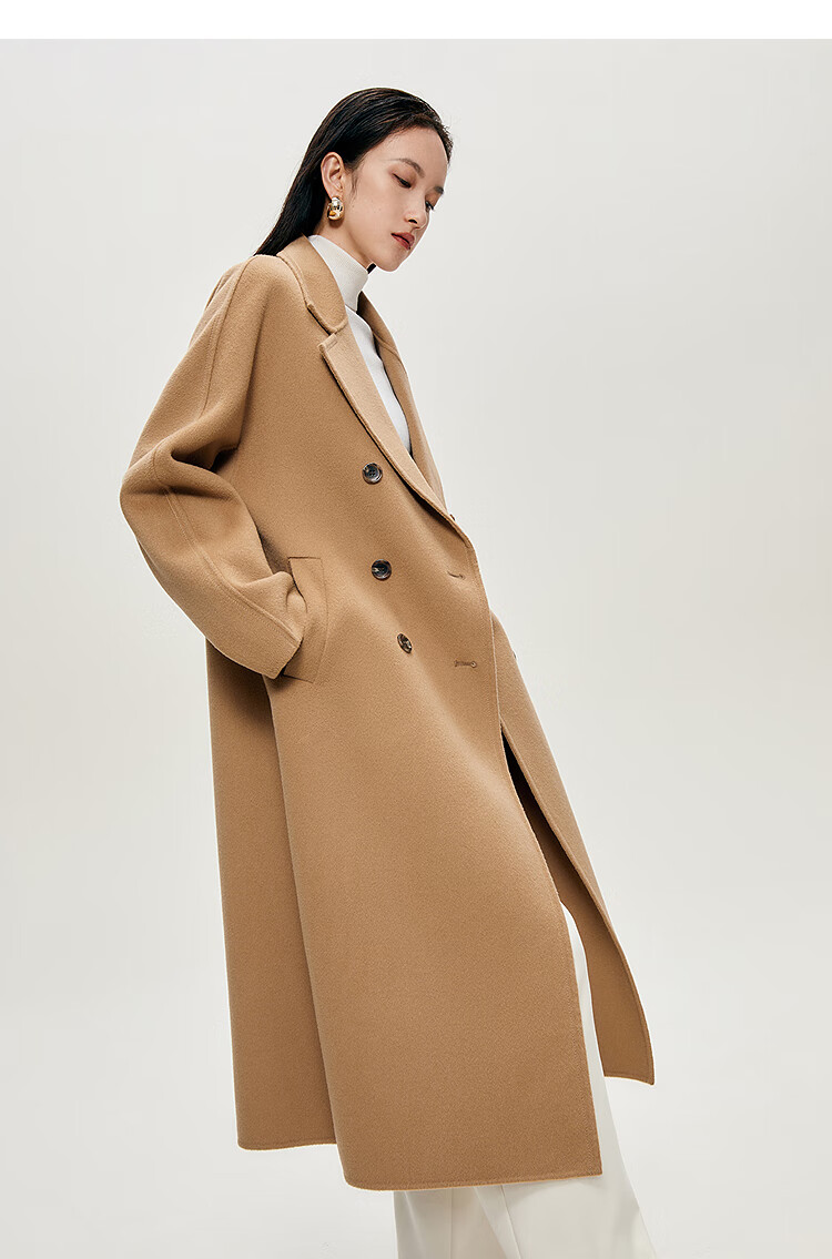 Peacebird Women's Woolen Double-Sided Coat Master Selection Series Winter Outerwear Elegant Beige L 13