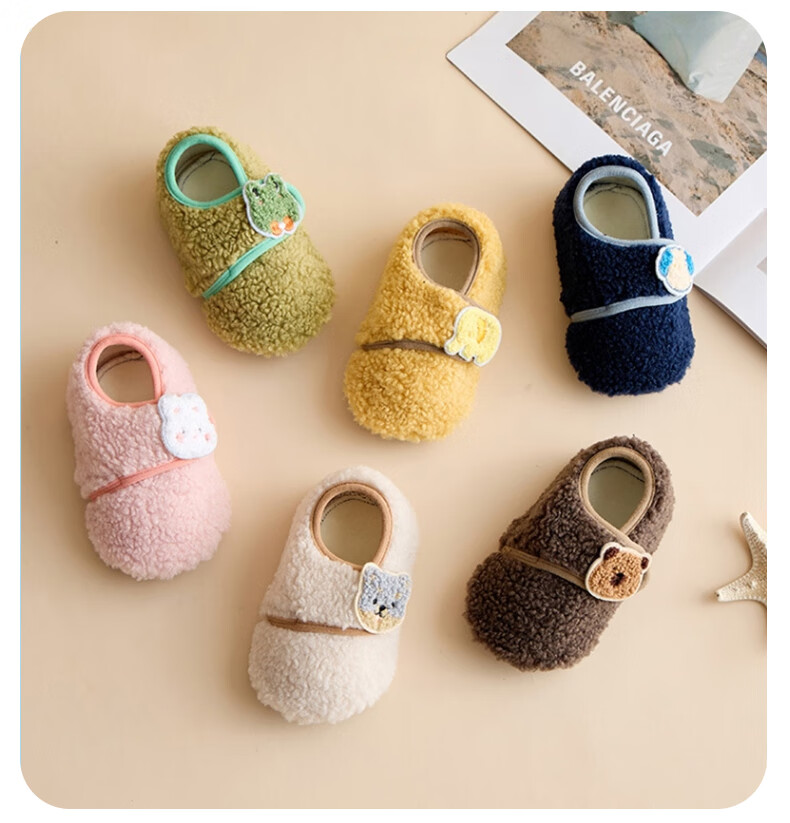 Babyprints Baby Floor Socks Autumn Winter Toddler Walking Socks Set Thickened Warm Soft Sole Indoor Shoes Socks Gray Monkey XS 8