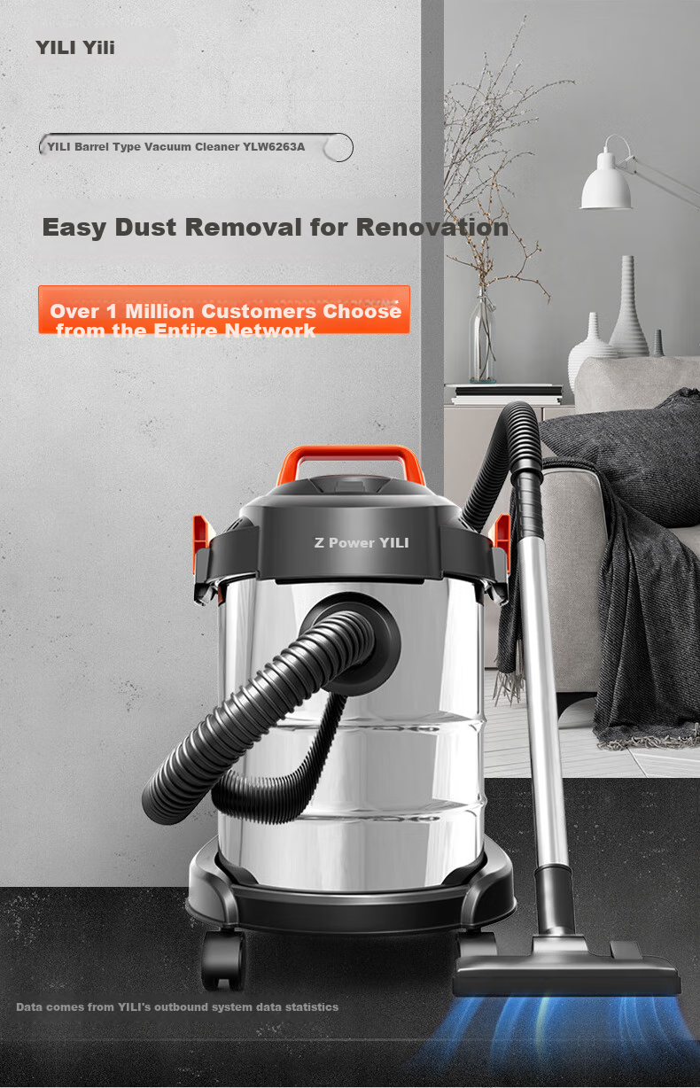 Yili Vacuum Cleaner, Car And Home Use, Handheld Canister Type, 22000pa Ultra-Strong Suction, Industrial Cleaning, Carpet And Bed Powerful Vacuum for Cat Hair Removal, Small Dust Removal Device, 6253-10L 3