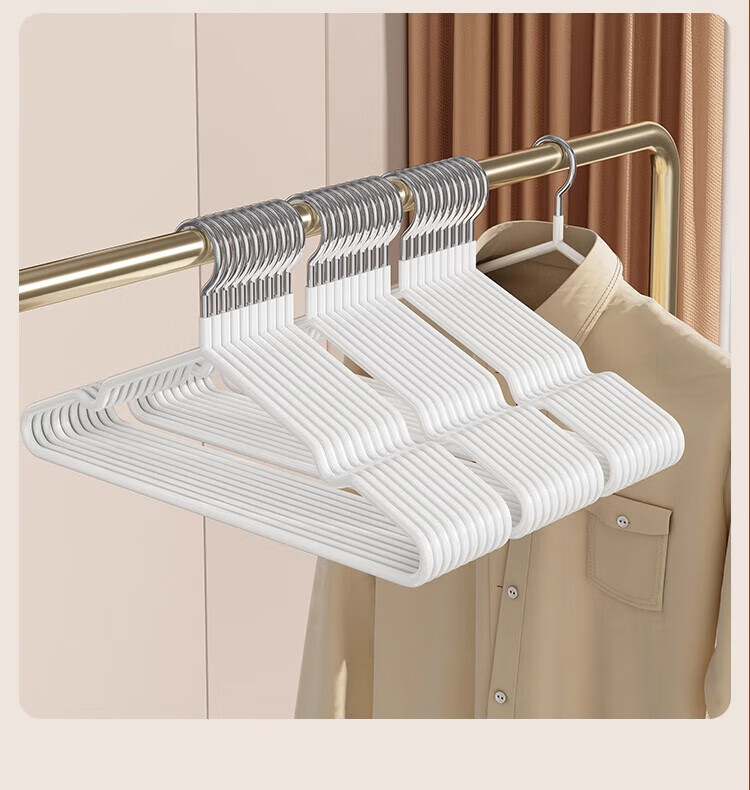Jingxun Thickened 70g Household Clothes Hangers Non-Slip No-Trace Dual-Use Dry and Wet Clothes Hangers White 20-Pack 12