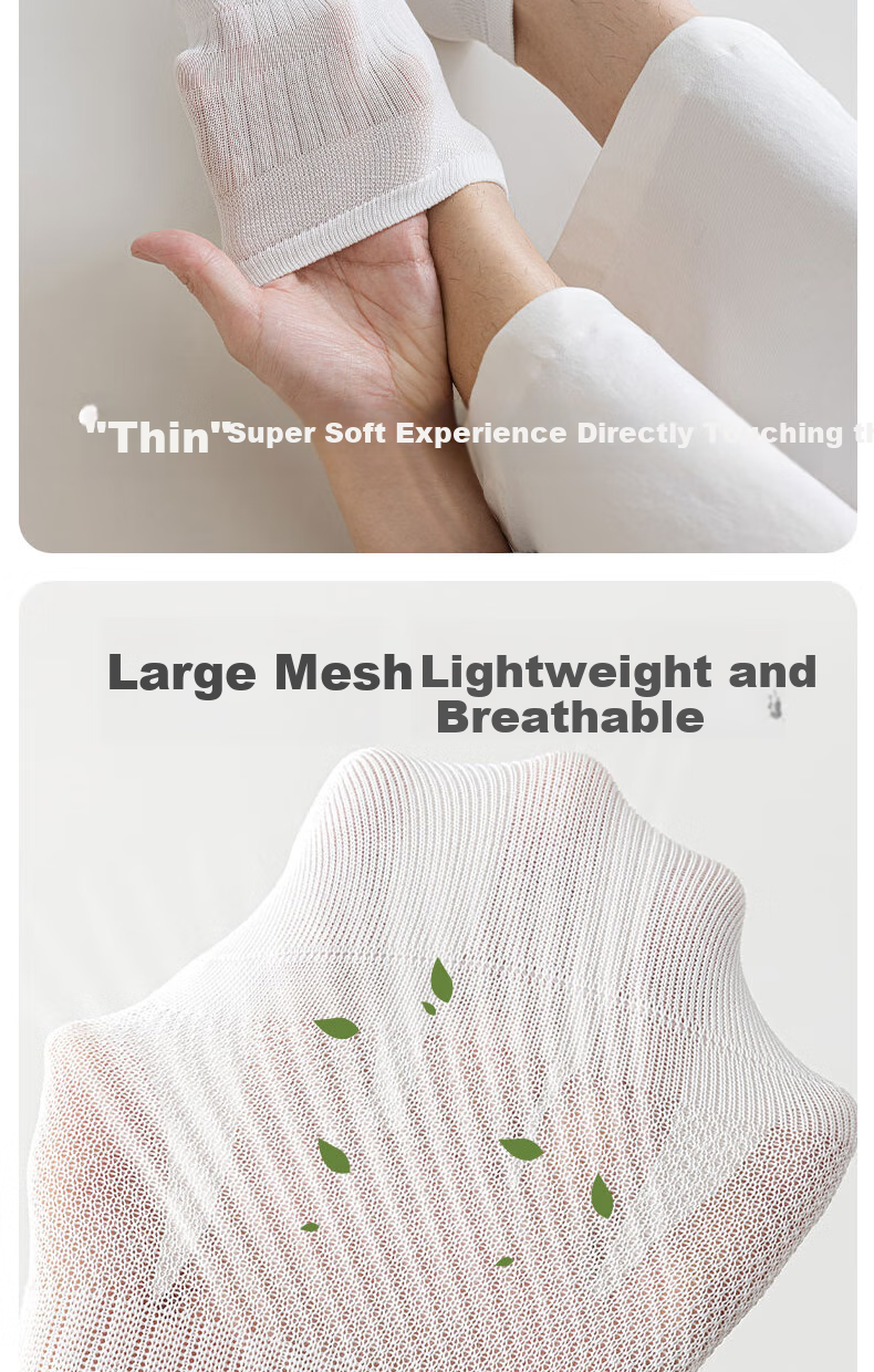 Mianmanman Men's Socks, Xinjiang Cotton Socks, Mesh Breathable Sweat-Absorbing Thin Summer Waist-Cinching Massage Bottom Short Socks, 10 Pairs 5