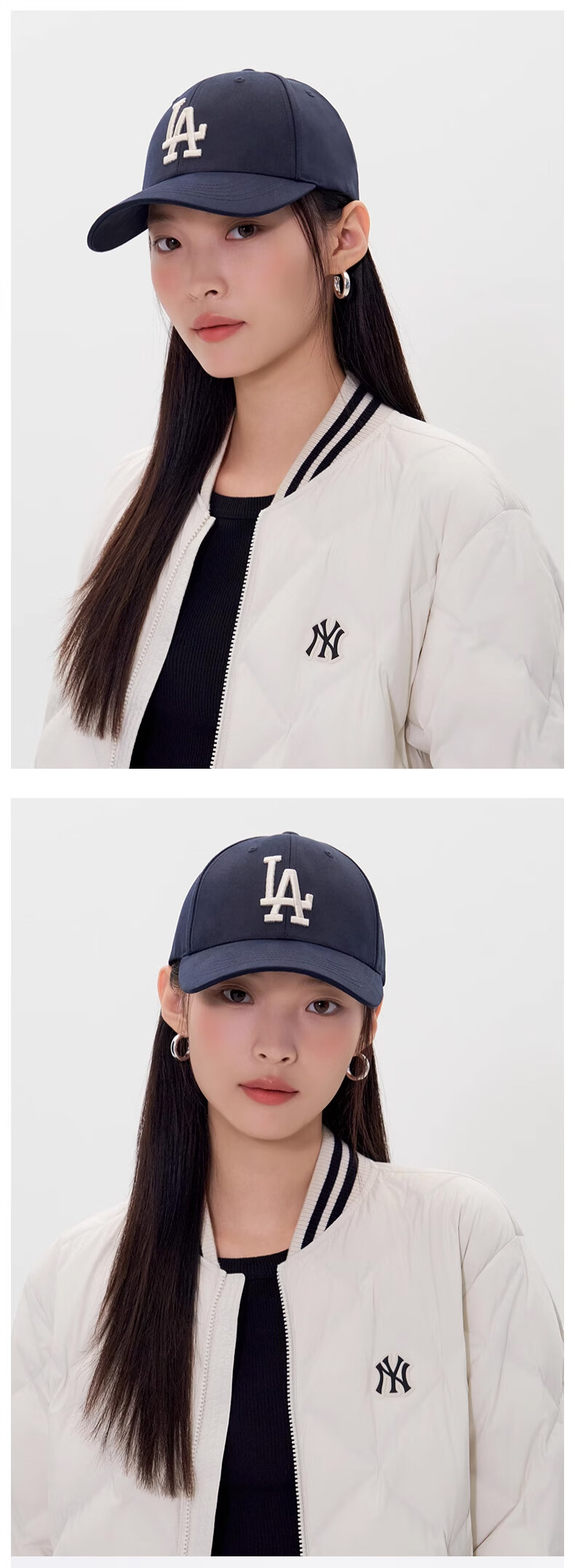 MLB Baseball Cap for Men And Women, Couples' Classic Large LOGO Hard Brim Sun Visor Cap, Duck Tongue Hat, 3ACPB095N-50BRS 2