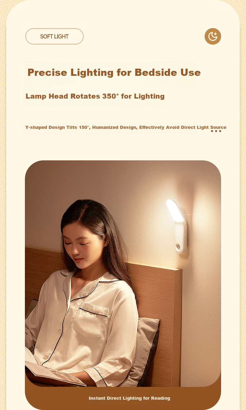 Kufire Bedside Lamp, Reading Night Light, College Dorm Desk Lamp, Bedside Lamp, Rechargeable, Eye Protection, Magnetic Suction, Long Battery Life 3