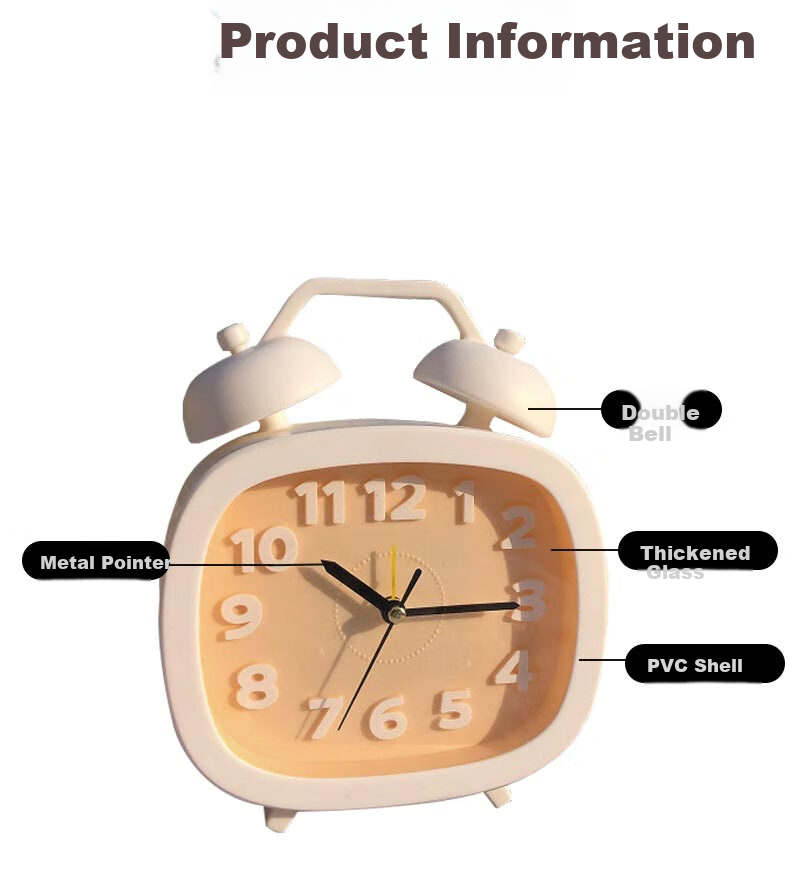 Yajia Student Alarm Clock, Student Timepiece, Children's Cartoon Desk Clock, White, Battery-Powered 11