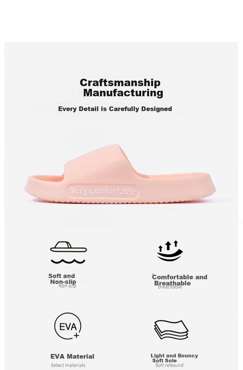 Grace EVA Breathable Slippers, Soft Sole Comfortable All-Season Outdoor Indoor Home Couple Sandals for Men And Women, Pink, Size 40-41 2