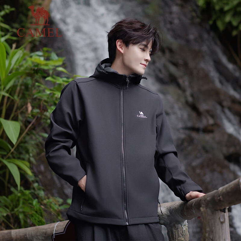 CAMEL Outdoor Softshell Jacket Couples Waterproof Windproof Fleece Lined Hooded Coat AA32263652