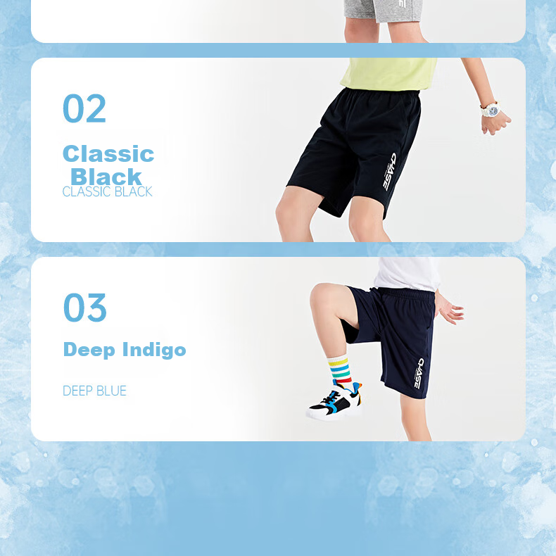 361° Children's Clothing, Kids' Shorts, Summer Boys And Girls Sports Elastic Breathable Knit Knee-Length Pants, Classic Black, Size 170 12