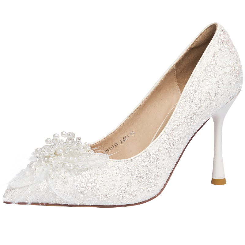 Zhuoshini Women's High Heel Stiletto 2026 New Gorgeous Wedding Shoes Bridal Engagement Two-Wear Silver White Size 35